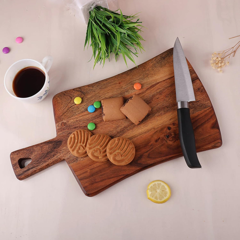 Cutting Board Series, Acacia Wood Cutting Boards for Kitchen, Wooden Serving Charcuterie Board, Organic Wood Board, Ideal for Chopping Meat, Fruits, Cheese 14"x7.8"