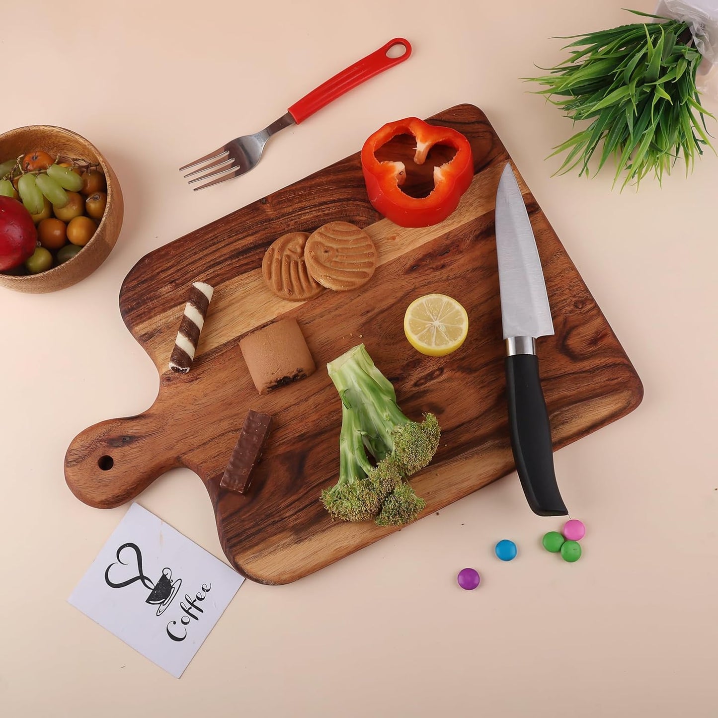 Affinity Decor Cutting Board Series, Acacia Wood Cutting Boards for Kitchen, Wooden Serving Charcuterie Board, Organic Wood Board, Ideal for Chopping Meat, Fruits, Cheese 14"x9.5"