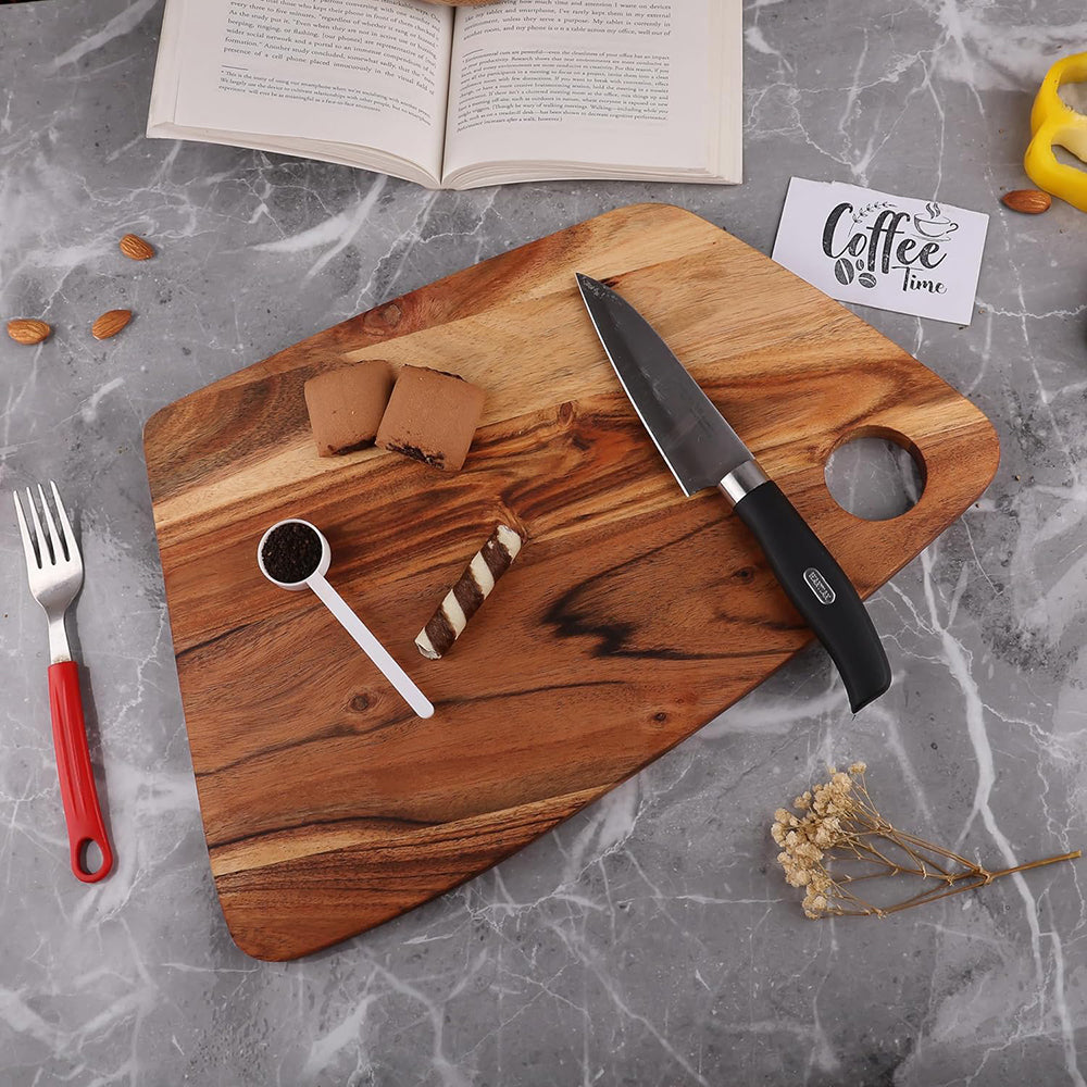 Cutting Board Series, Acacia Wood Cutting Boards for Kitchen, Wooden Serving Charcuterie Board, Organic Wood Board, Ideal for Chopping Meat, Fruits, Cheese 15.5"x10.3"