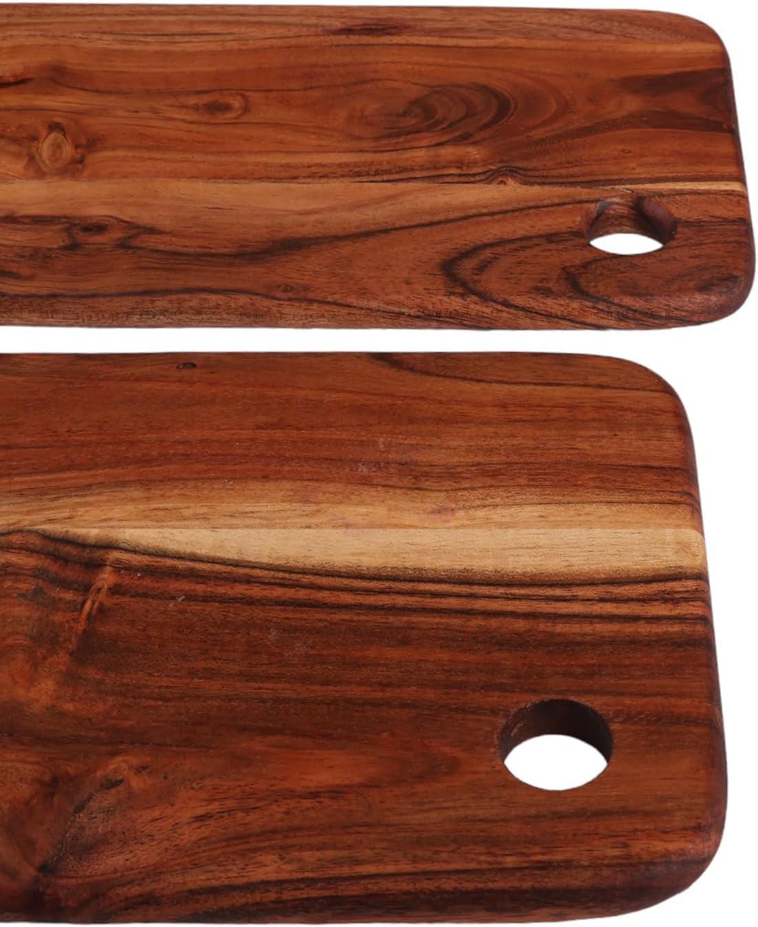 Affinity Decor Cutting Board Series, Acacia Wood Cutting Boards for Kitchen, Set of 2 Wooden Serving Charcuterie Board, Organic Wood Board, Ideal for Fruits, Cheese 13"x7", 11"x7"