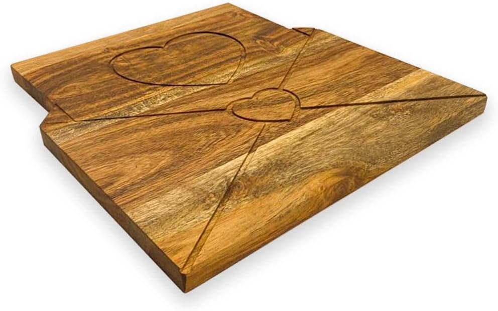 Valentine's Day Gifts Organic Acacia kitchen Cutting Chopping Charcuterie Board Platter Butcher Block for Cheese and Vegetables Meat (Love Message Board 11.3"L x 10.5"W)