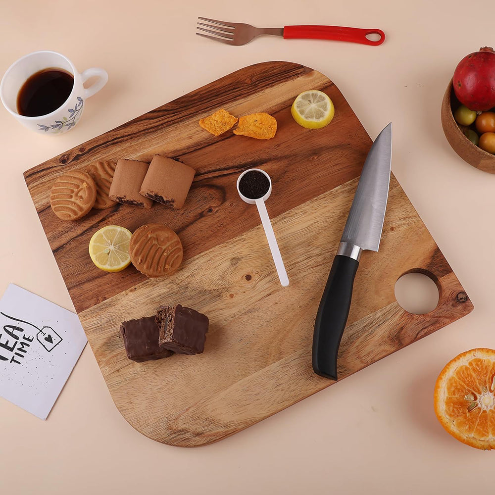 Cutting Board Series, Acacia Wood Cutting Boards for Kitchen, Wooden Serving Charcuterie Board, Organic Wood Board, Ideal for Chopping Meat, Fruits, Cheese 12.2"X12.2"