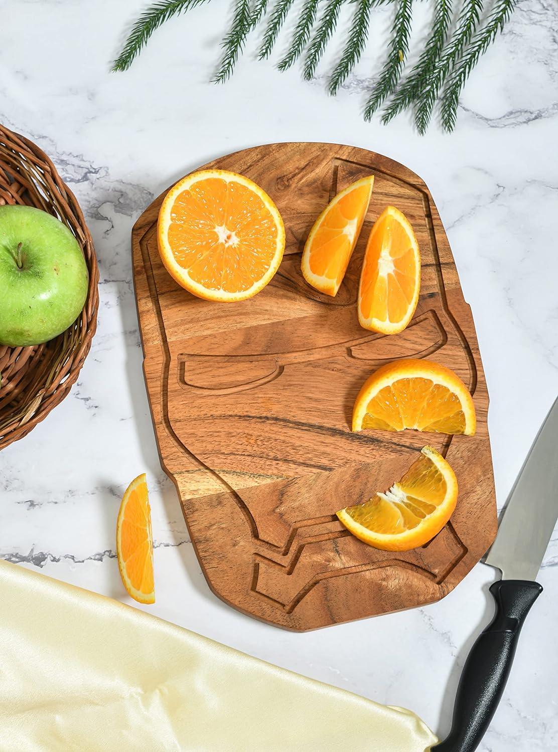 Affinity Decor Organic Acacia Kitchen Cutting Chopping Board for Butcher Block Cheese and Vegetables Fruit Salad Halloween Christmas Gift (Mask Board, 11 x 7 Inches)