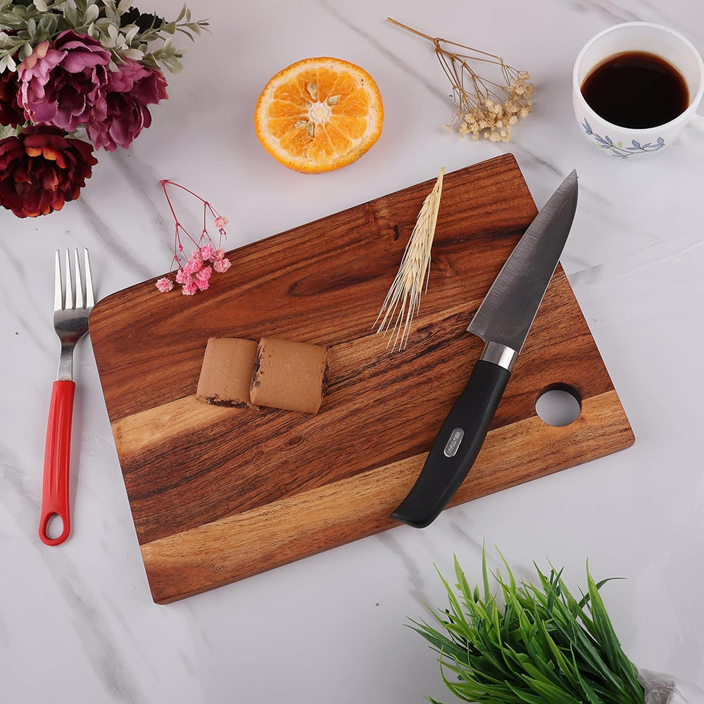 Cutting Board Series, Acacia Wood Cutting Boards for Kitchen, Wooden Serving Charcuterie Board, Organic Wood Board, Ideal for Chopping Meat, Fruits, Cheese 11"x7.5"