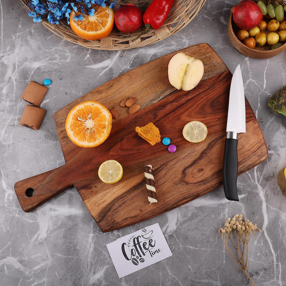 Cutting Board Series, Acacia Wood Cutting Boards for Kitchen, Wooden Serving Charcuterie Board, Organic Wood Board, Ideal for Chopping Meat, Fruits, Cheese 17"x10"