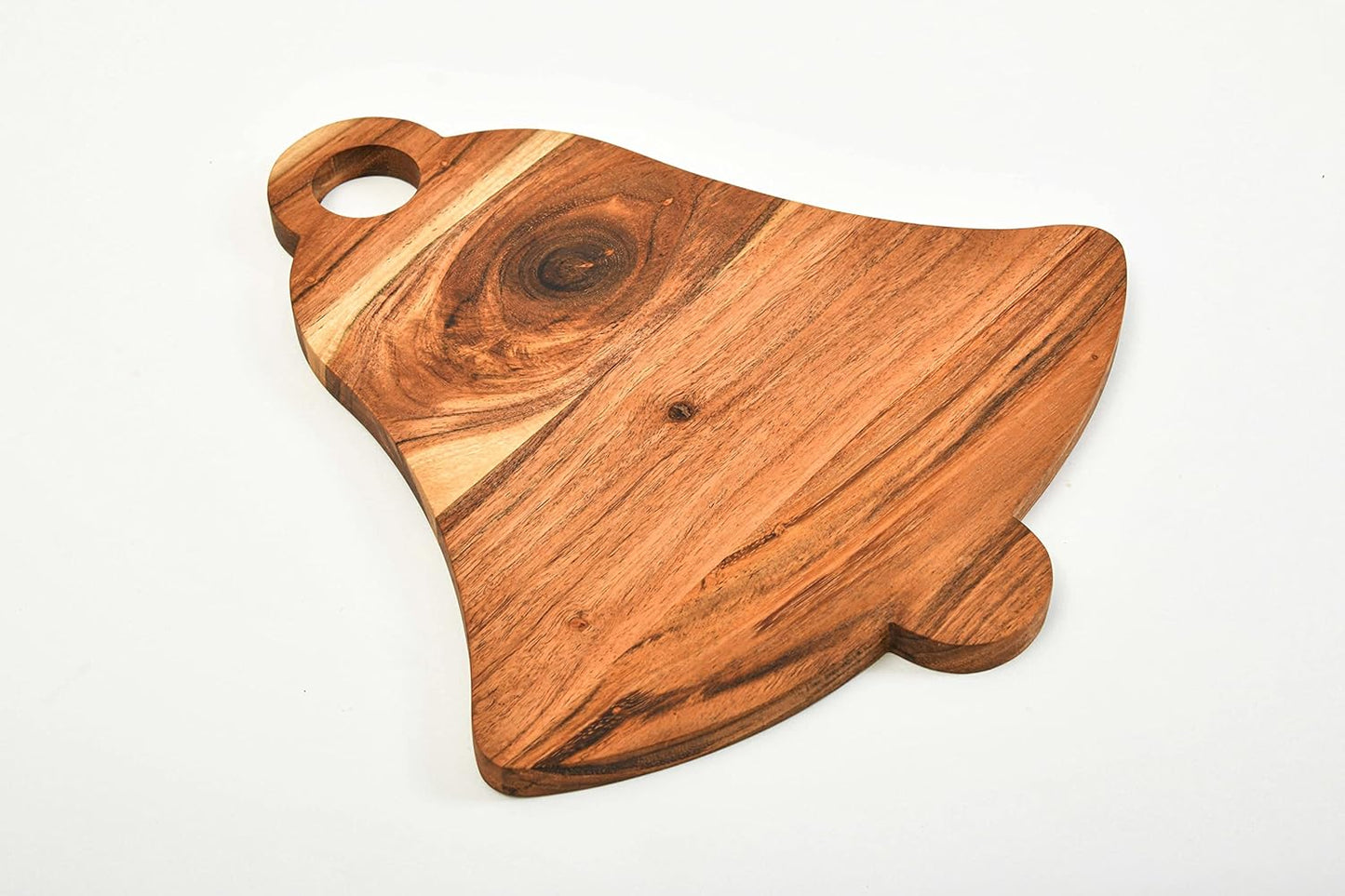 Organic Acacia kitchen Cutting Chopping Board Platter Wine Holder with Handles for Butcher Block Cheese and Vegetables Fruit & Salad (Bell Board 14"L x 13"W)