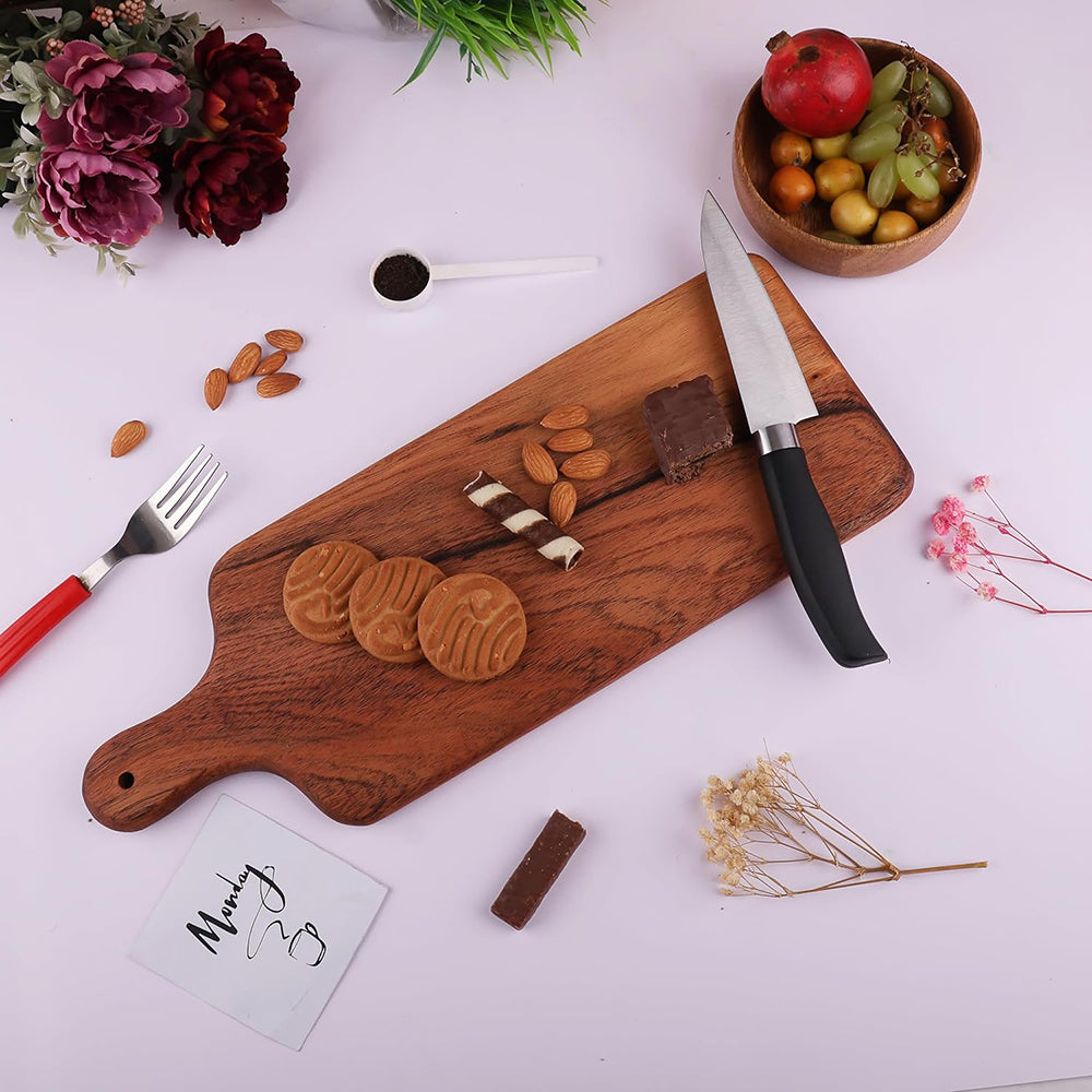 Cutting Board Series, Acacia Wood Cutting Boards for Kitchen, Wooden Serving Charcuterie Board, Organic Wood Board, Ideal for Chopping Meat, Fruits, Cheese 15.8"x6"