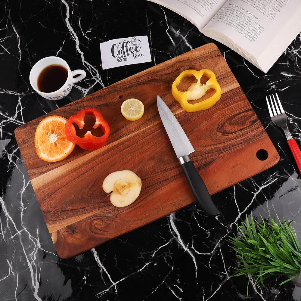 Cutting Board Series, Acacia Wood Cutting Boards for Kitchen, Wooden Serving Charcuterie Board, Organic Wood Board, Ideal for Chopping Meat, Fruits, Cheese 16"x10"