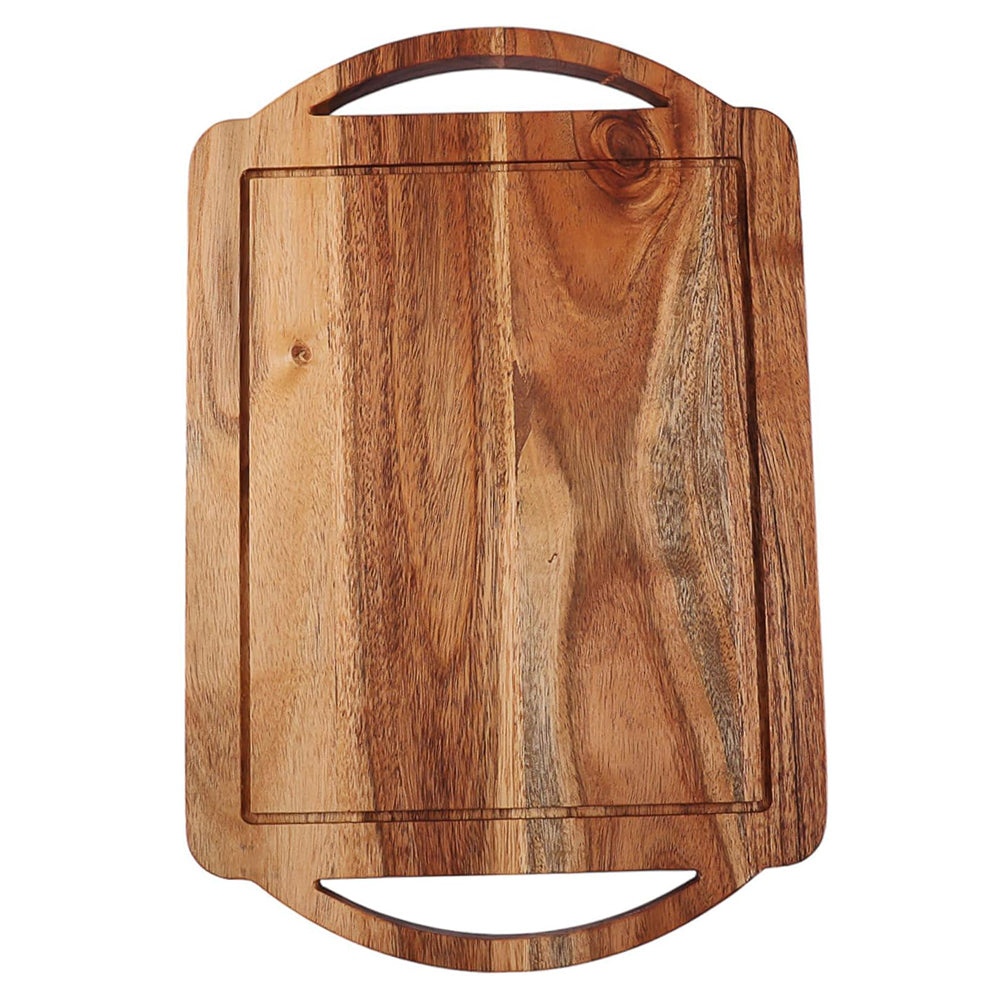 Wooden Cutting Board Series, Acacia Wood Cutting Boards for Kitchen with Double Handles, Wooden Serving Boards, Charcuterie Board for Food Meat, Fruits, Cheese 14" x 9.2"