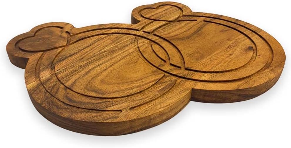 Valentine's Day Gifts Organic Acacia kitchen Cutting Chopping Charcuterie Board Platter Butcher Block for Cheese and Vegetables Meat (Ring Heart Board 10.6"L x 8.7"W)