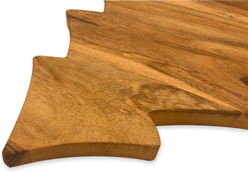 Christmas Mini Tree Cutting Board for Kitchen, Tree Shaped Wood Cutting Board with Grooves, Charcuterie Wooden Serving Tray (Mini Christmas Tree Board with Groove 11"L x 9"W)