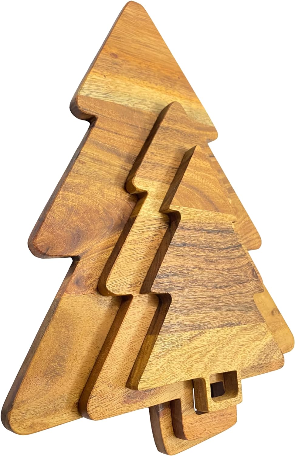 Affinity Decor Christma Tree Shaped Wood Cutting Board Set for Kitchen, Decorative 3 Pieces Tree Wooden Cutting Boards, Charcuterie Serving Trays, Wooden Chopping Boards with Handles for Decoration