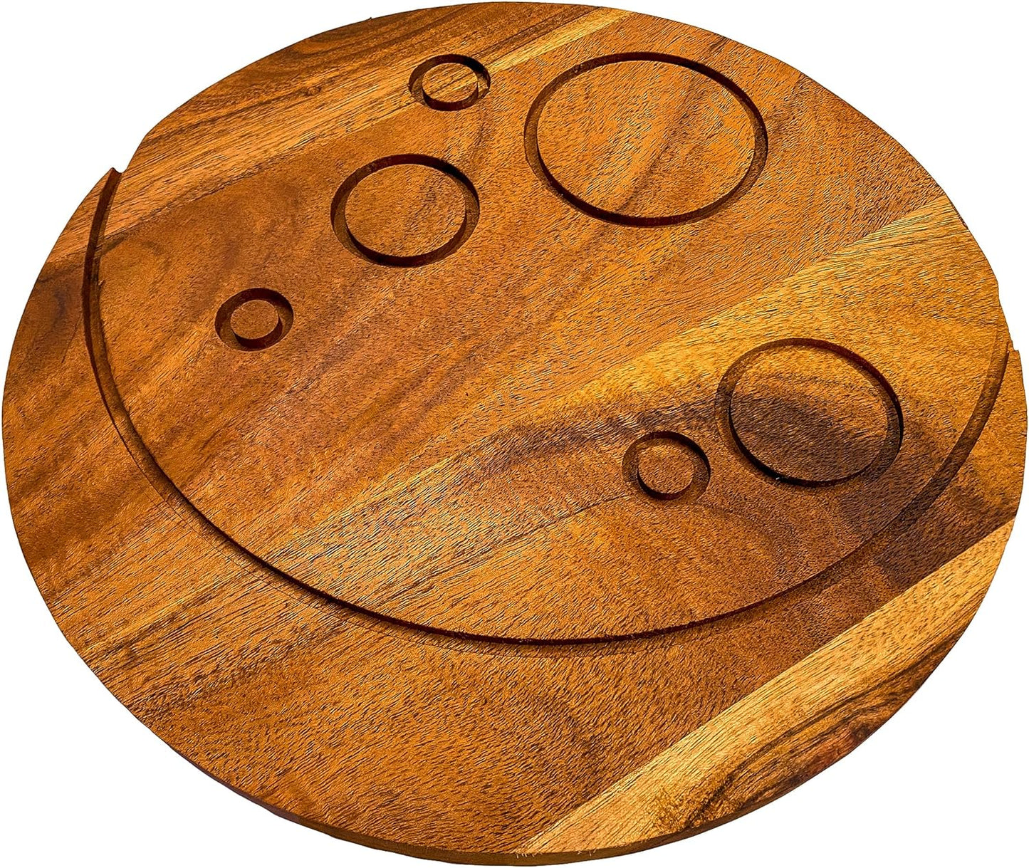 Acacia Wood Halloween Full Moon Cutting Board with Groove for Festive Decor and Appetizer Serving Tray (10.75"L x 10.75"W)