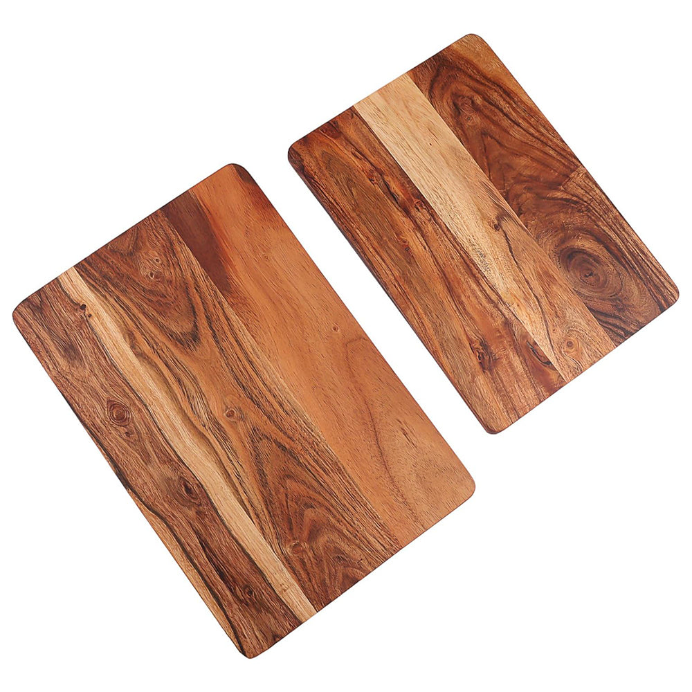 Cutting Board Series, Acacia Wood Cutting Boards for Kitchen, Solid Wooden Serving Charcuterie Board, Set of 2 Wood Board, Ideal for Chopping Meat, Cheese 15"x10", 13"x9"