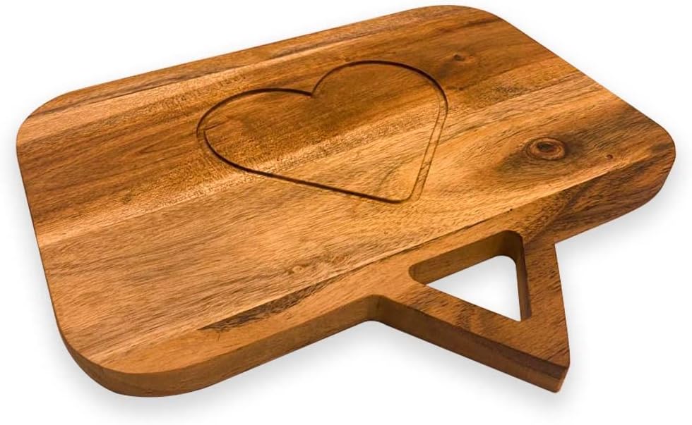 Valentine's Day Gifts Organic Acacia kitchen Cutting Chopping Charcuterie Board Platter Butcher Block for Cheese and Vegetables Meat (Chat Box Board 11.2"L x 9.6"W)