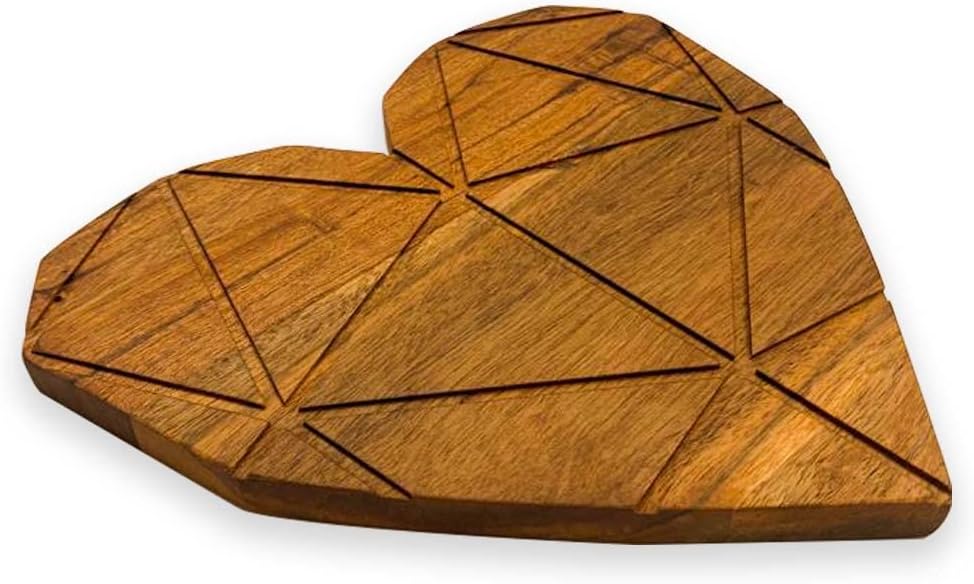 Valentine's Day Gifts Organic Acacia kitchen Cutting Chopping Charcuterie Board Platter Butcher Block for Cheese and Vegetables Meat (Heart Board with Grooves 9.3"L x 10.1"W)