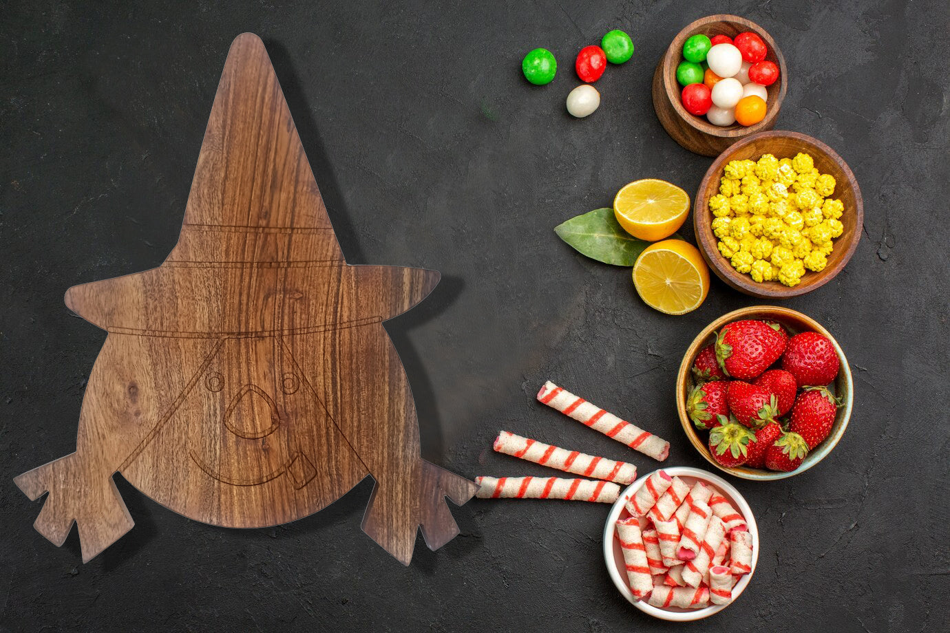 Halloween Witch Shaped Wood Cutting Board for kitchen Decoration, Gothic Cutting Boards, Charcuterie Wooden Boards, Serving Platter