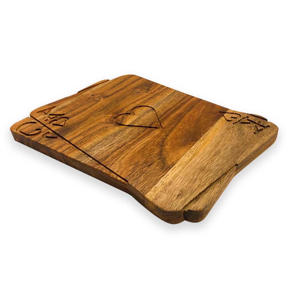 Valentine's Day Gift Organic Acacia kitchen Cutting Chopping Charcuterie Board Platter Butcher Block for Cheese and Vegetables Meat (King Queen Cards Board 11.1"L x 8.7"W)