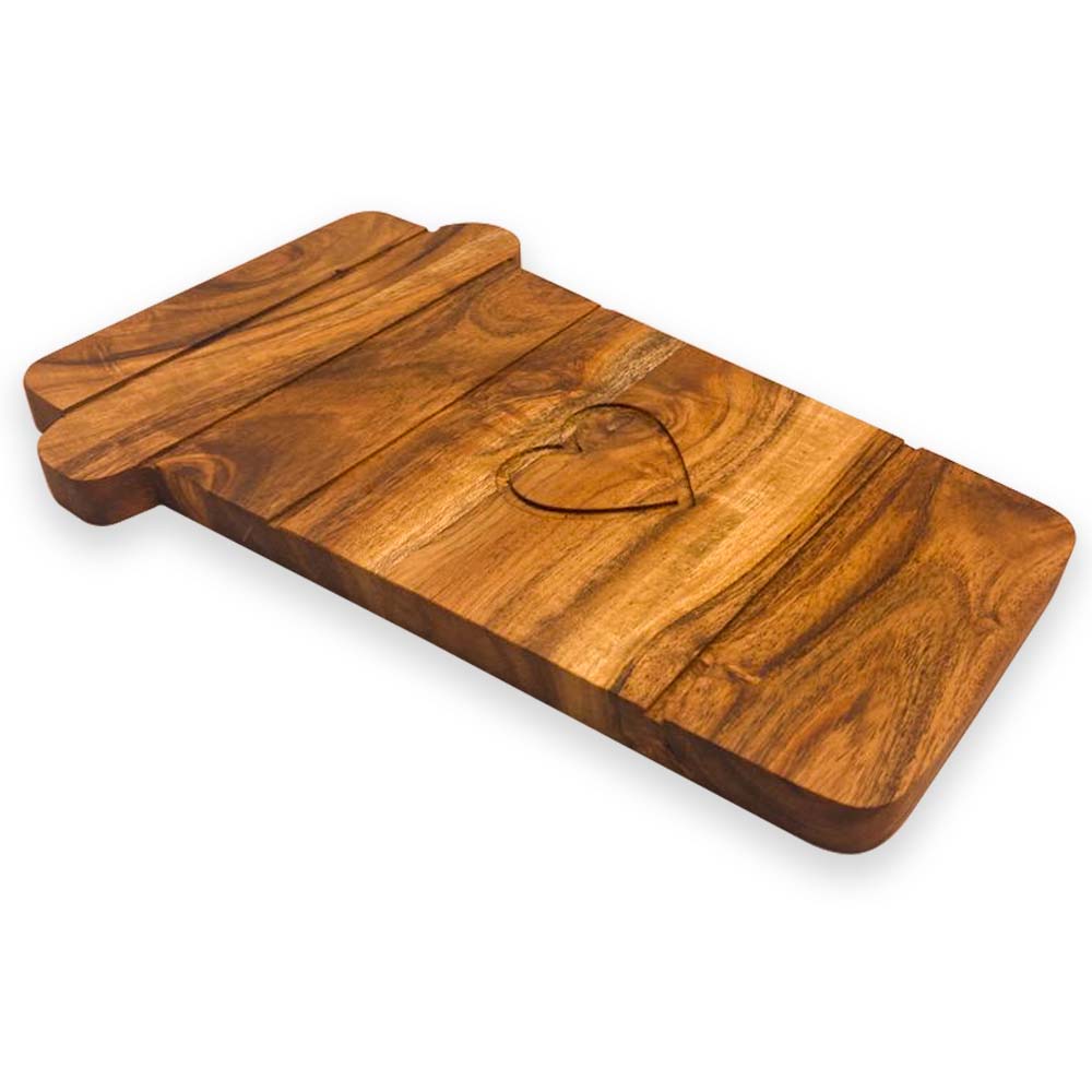 Valentine's Day Gift Organic Acacia kitchen Cutting Chopping Charcuterie Board Platter Butcher Block for Cheese and Vegetables Meat (Love Mug Board 11"L x 7.3"W)