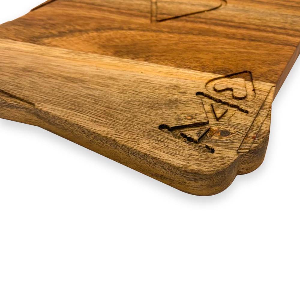 Valentine's Day Gift Organic Acacia kitchen Cutting Chopping Charcuterie Board Platter Butcher Block for Cheese and Vegetables Meat (King Queen Cards Board 11.1"L x 8.7"W)