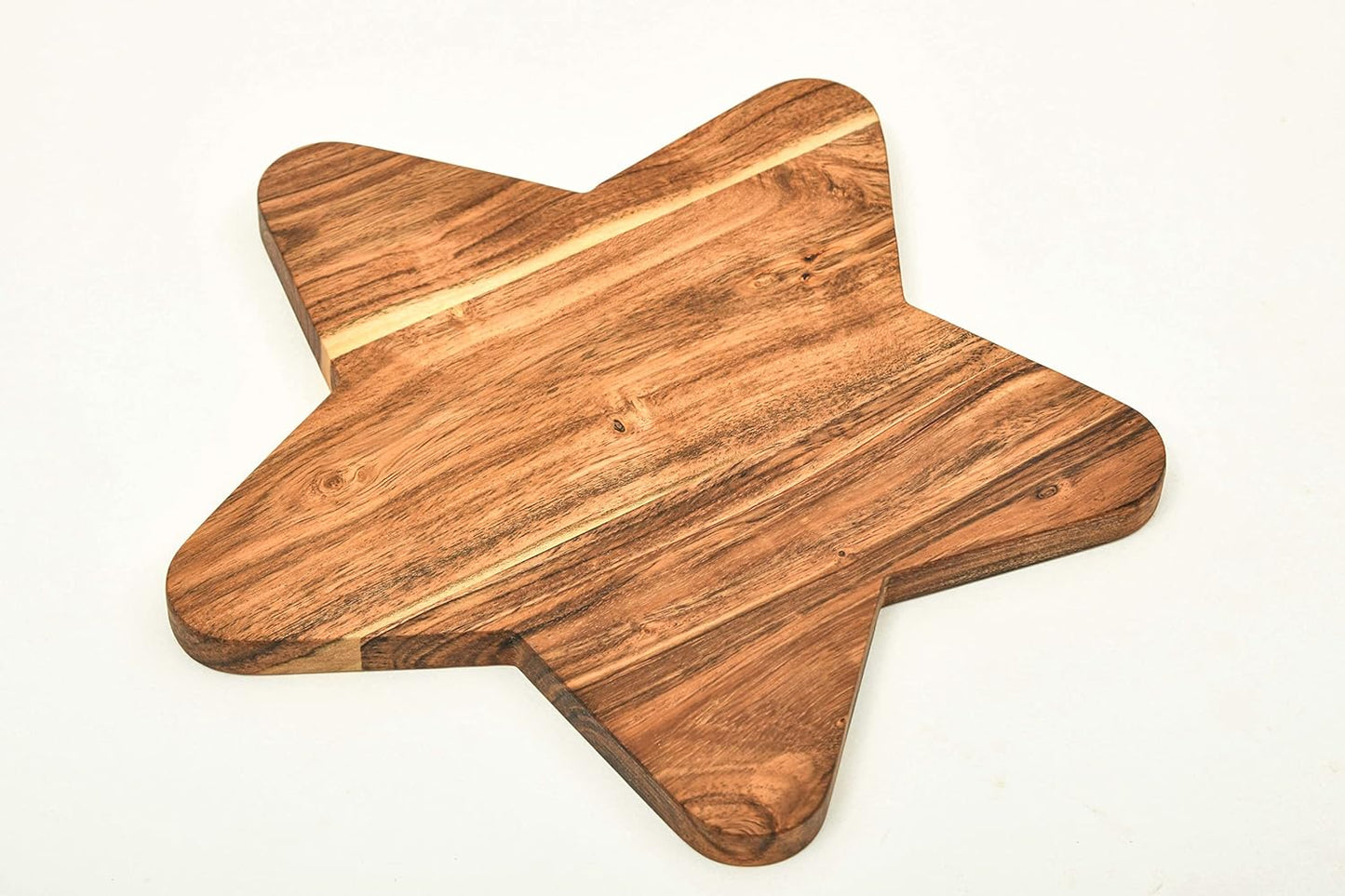 Organic Acacia kitchen Cutting Chopping Board Platter Wine Holder with Handles for Butcher Block Cheese and Vegetables Fruit & Salad (Star Board 12"L x 12"W)