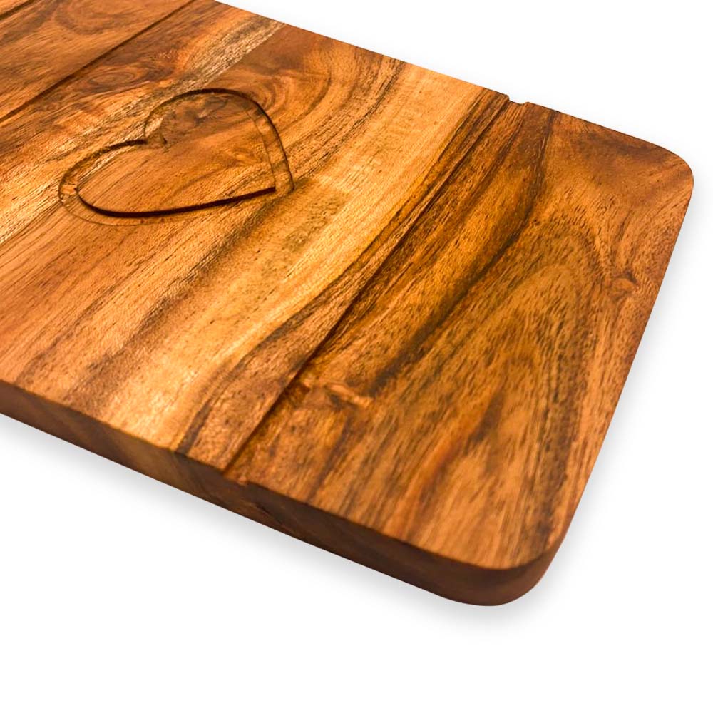 Valentine's Day Gift Organic Acacia kitchen Cutting Chopping Charcuterie Board Platter Butcher Block for Cheese and Vegetables Meat (Love Mug Board 11"L x 7.3"W)