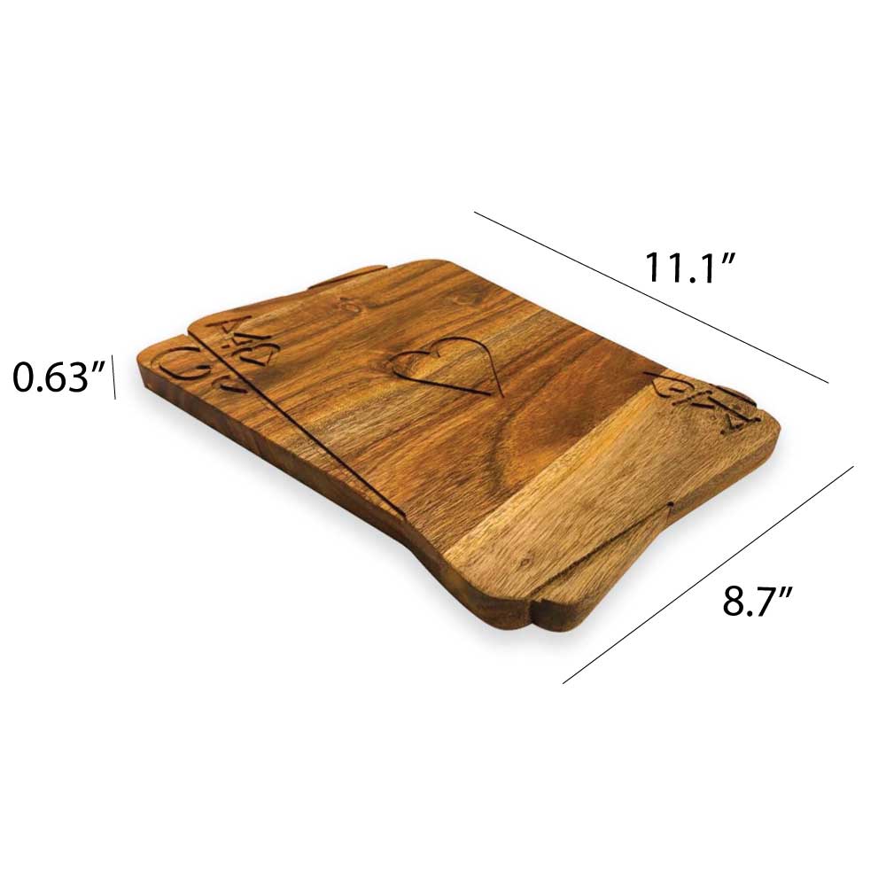 Valentine's Day Gift Organic Acacia kitchen Cutting Chopping Charcuterie Board Platter Butcher Block for Cheese and Vegetables Meat (King Queen Cards Board 11.1"L x 8.7"W)