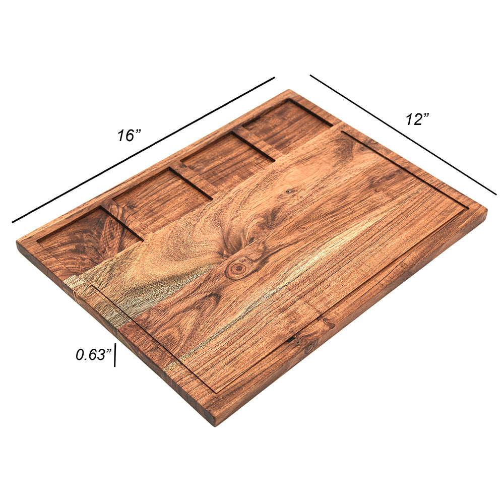 Cutting Board Series, Acacia Wood Cutting Boards for Kitchen, Wooden Serving Charcuterie Board, Organic Wood Board, Ideal for Chopping Meat, Fruits, Cheese 16 x 12