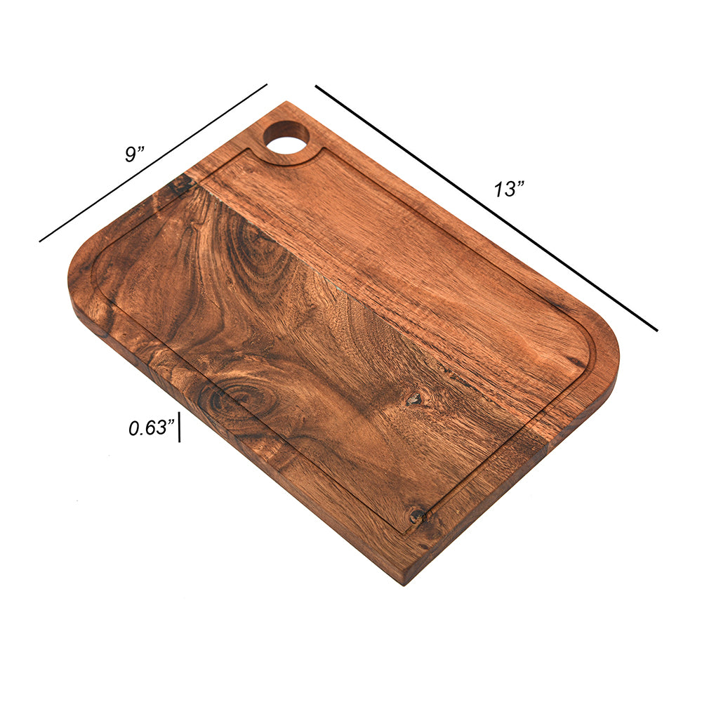 Cutting Board Series, Acacia Wood Cutting Boards for Kitchen, Wooden Serving Charcuterie Board, Organic Wood Board, Ideal for Chopping Meat, Fruits, Cheese 13 x 9