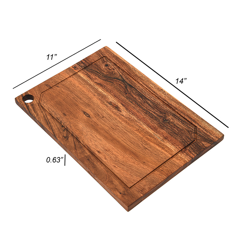 Cutting Board Series, Acacia Wood Cutting Boards for Kitchen, Wooden Serving Charcuterie Board, Organic Wood Board, Ideal for Chopping Meat, Fruits, Cheese 14 x 11