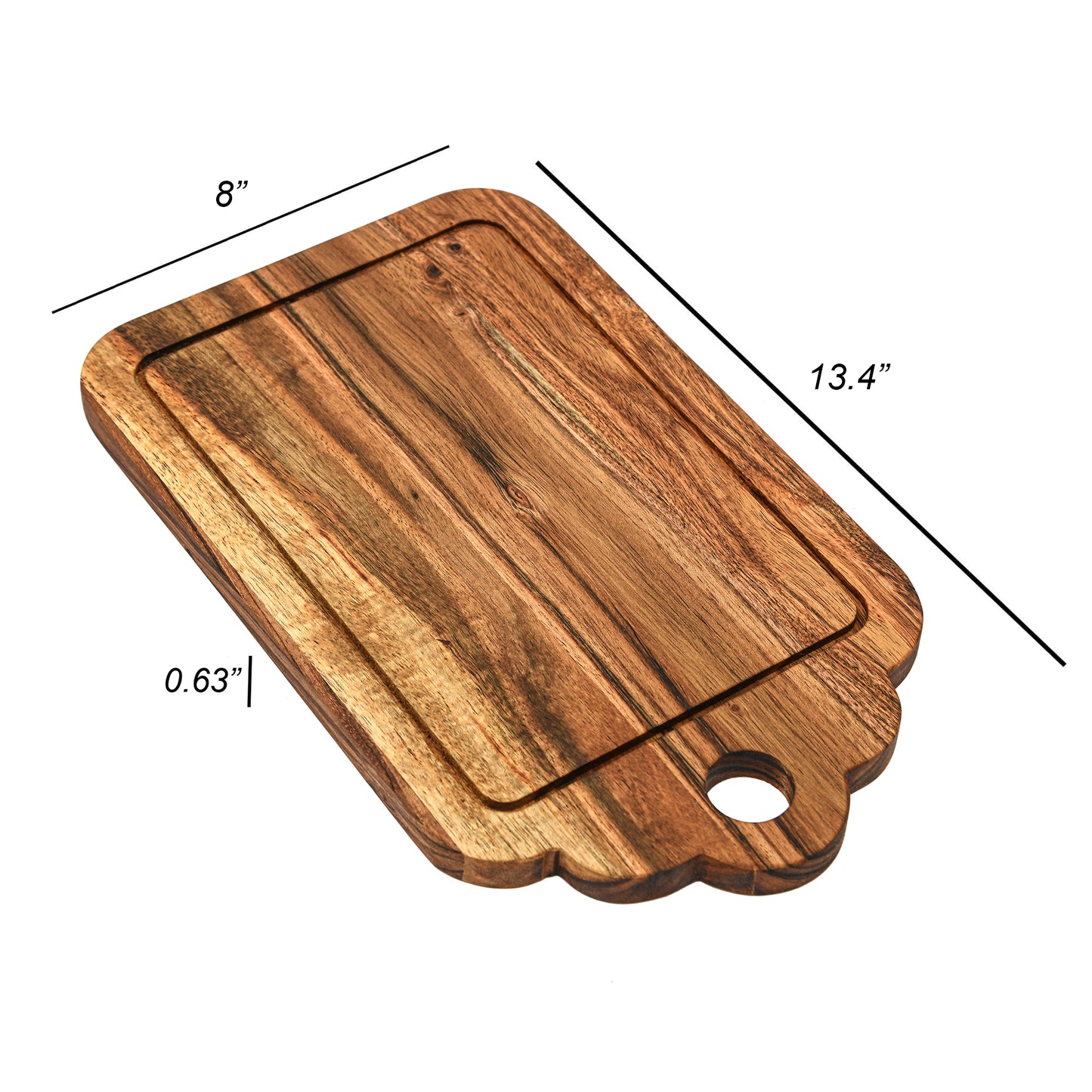 Affinity Decor Cutting Board Series, Acacia Wood Cutting Boards for Kitchen, Wooden Serving Charcuterie Board, Organic Wood Board, Ideal for Chopping Meat, Fruits, Cheese 13.4 x 8