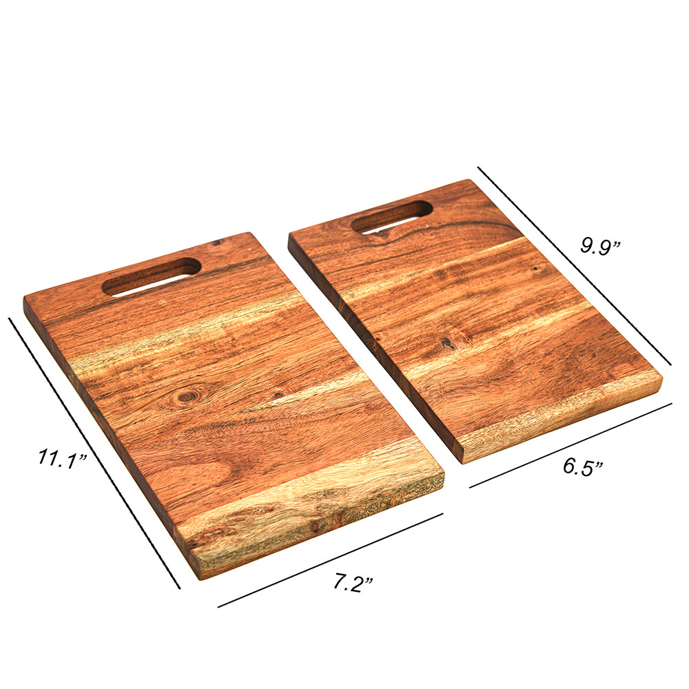 Cutting Board Series, Acacia Wood Cutting Boards for Kitchen, Set of 2 Wooden Charcuterie Board, Organic Wood Board, Ideal for Chopping Meat, Fruits, Cheese 11.1"x7.2", 9.9"x6.5"