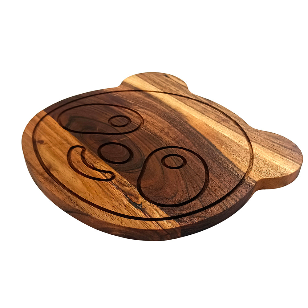 Panda Face Shape Acacia Wood Cutting Board Gift For Her Charcuterie Wooden Boards Serving Tray Kitchen Décor (13.4X10.6Inch)