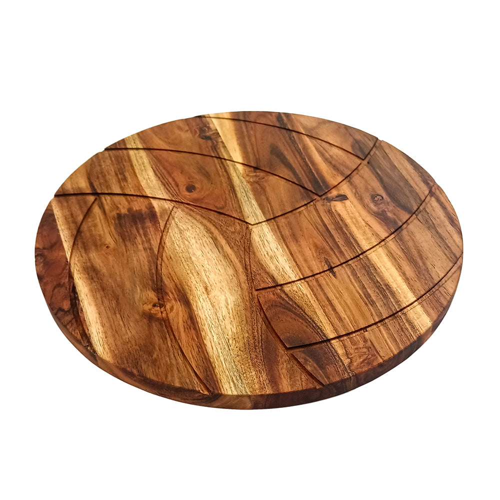 Volley-Ball Shape Acacia Wood Cutting Board Gift For Her Charcuterie Wooden Boards Serving Tray Kitchen Décor (12.5X12.5Inch)