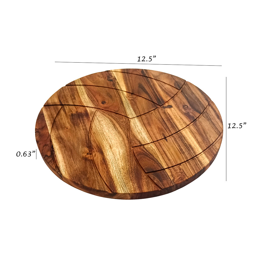 Volley-Ball Shape Acacia Wood Cutting Board Gift For Her Charcuterie Wooden Boards Serving Tray Kitchen Décor (12.5X12.5Inch)