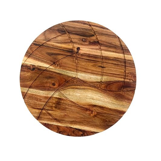 Volley-Ball Shape Acacia Wood Cutting Board Gift For Her Charcuterie Wooden Boards Serving Tray Kitchen Décor (12.5X12.5Inch)