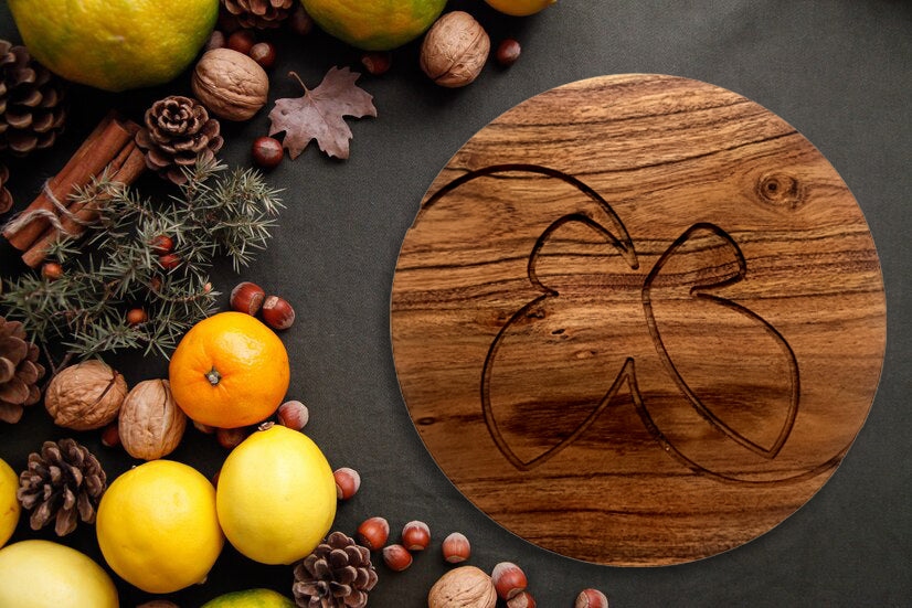 Round Butterfly Shape Acacia Wood Cutting Board Gift For Her Charcuterie Wooden Boards Serving Tray Kitchen Décor (11X11Inch)