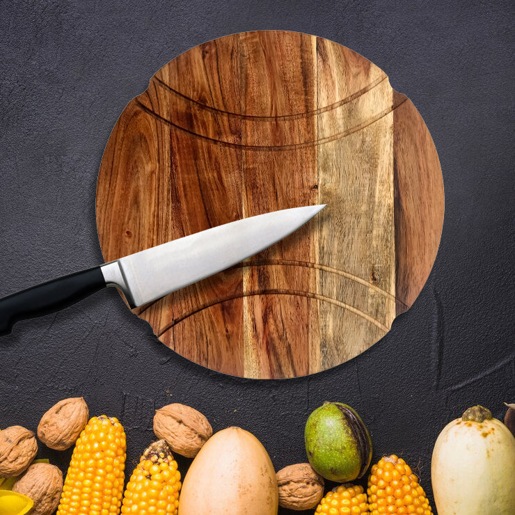 Tennis-Ball Shape Acacia Wood Cutting Board Gift For Her Charcuterie Wooden Boards Serving Tray Kitchen Décor (12.5X12.5Inch)