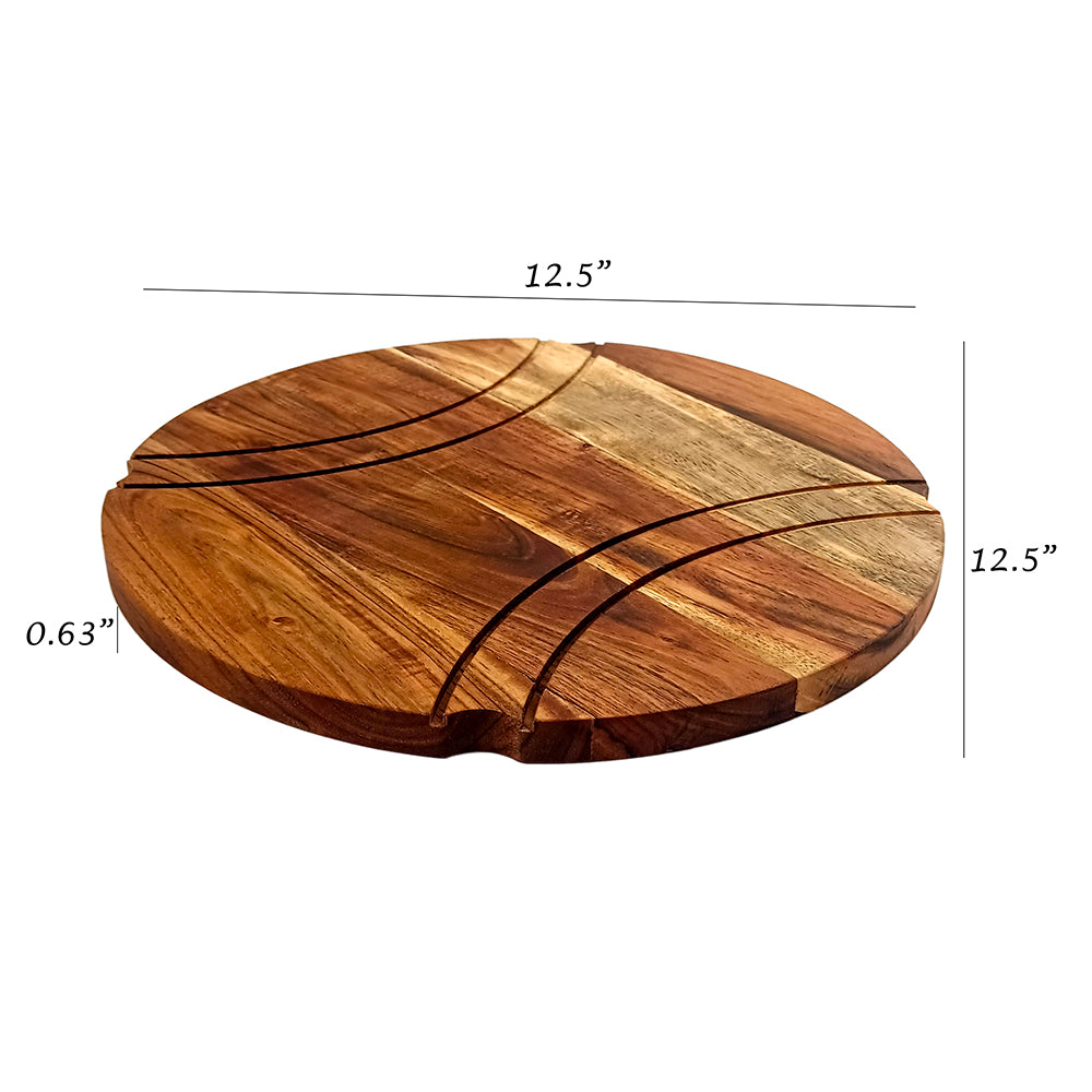 Tennis-Ball Shape Acacia Wood Cutting Board Gift For Her Charcuterie Wooden Boards Serving Tray Kitchen Décor (12.5X12.5Inch)