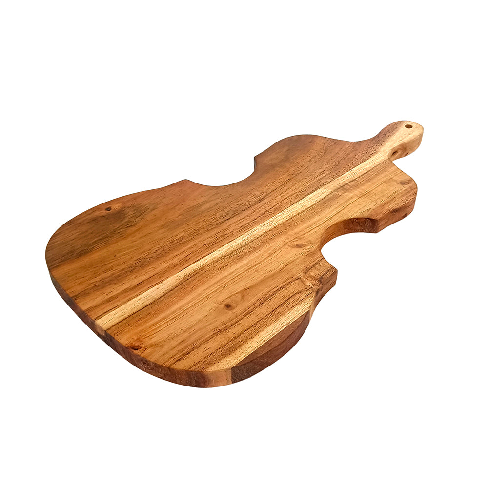 Violin Shape Acacia Wood Cutting Board Gift For Her Charcuterie Wooden Boards Serving Tray Kitchen Décor (14.6X8.3Inch)