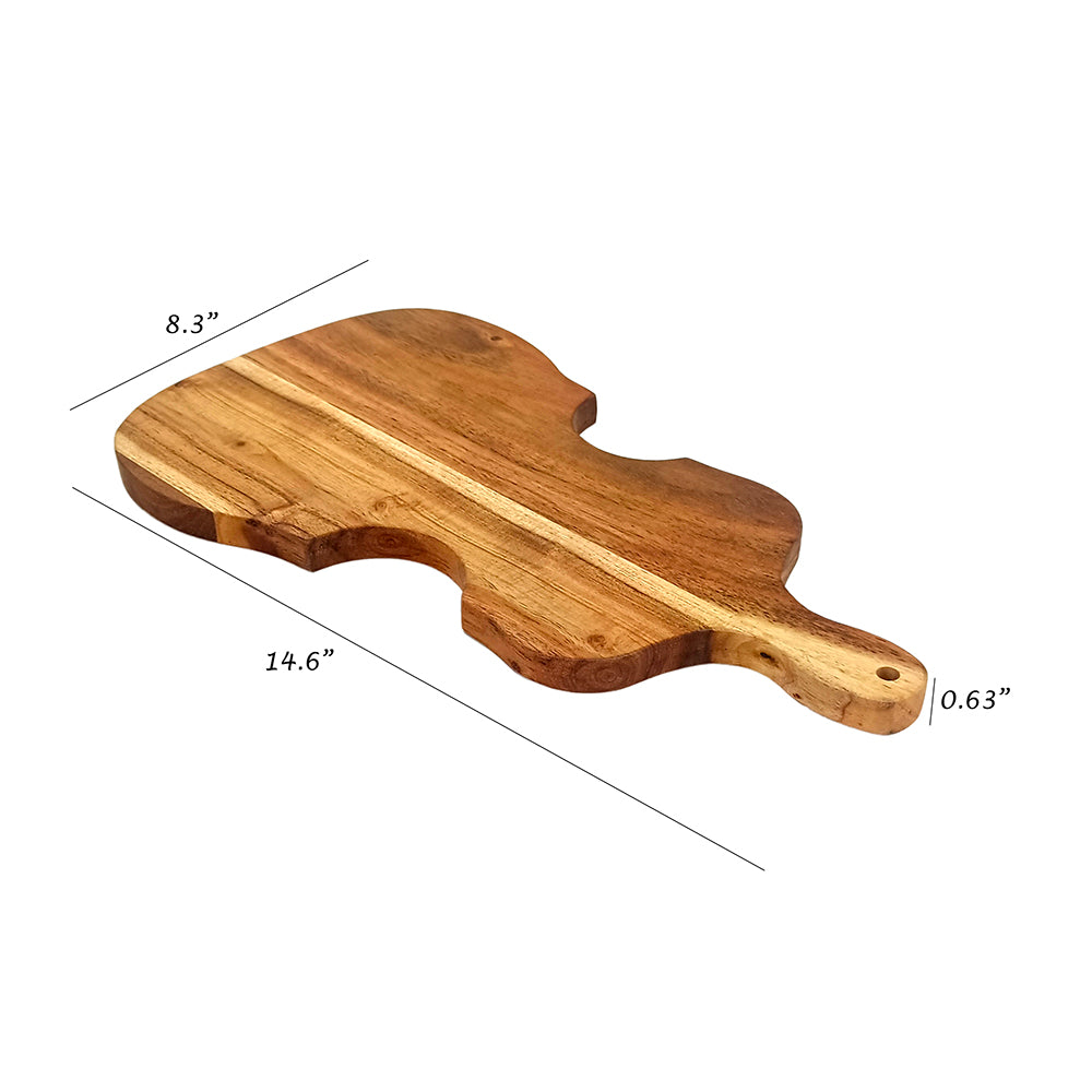 Violin Shape Acacia Wood Cutting Board Gift For Her Charcuterie Wooden Boards Serving Tray Kitchen Décor (14.6X8.3Inch)