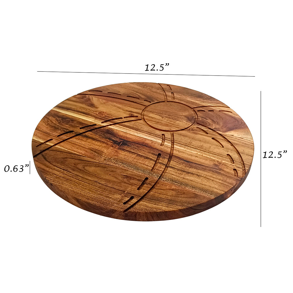 Beach-Ball Shape Acacia Wood Cutting Board Gift For Her Charcuterie Wooden Boards Serving Tray Kitchen Décor (12.5X12.5Inch)