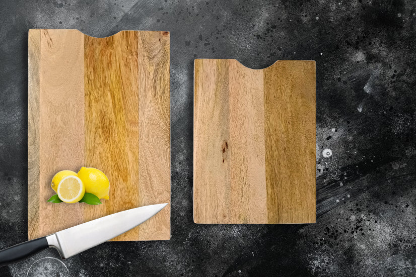 Set Of 2 Mango Wood Cutting Board Gift For Her Charcuterie Wooden Boards Serving Tray Kitchen Décor (12 X 9 Inch)