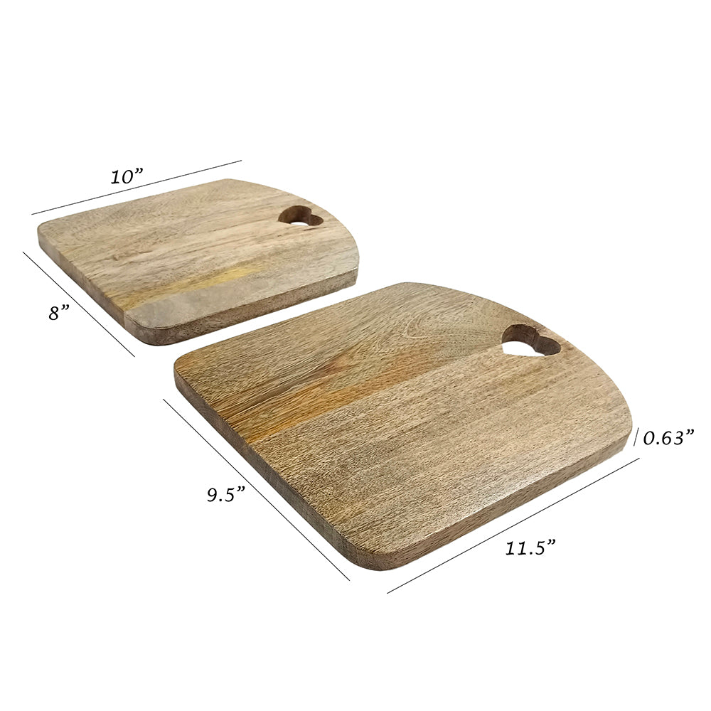 Set Of 2 Mango Wood Cutting Board Gift For Her Charcuterie Wooden Boards Serving Tray Kitchen Décor (8 X 10 Inch)