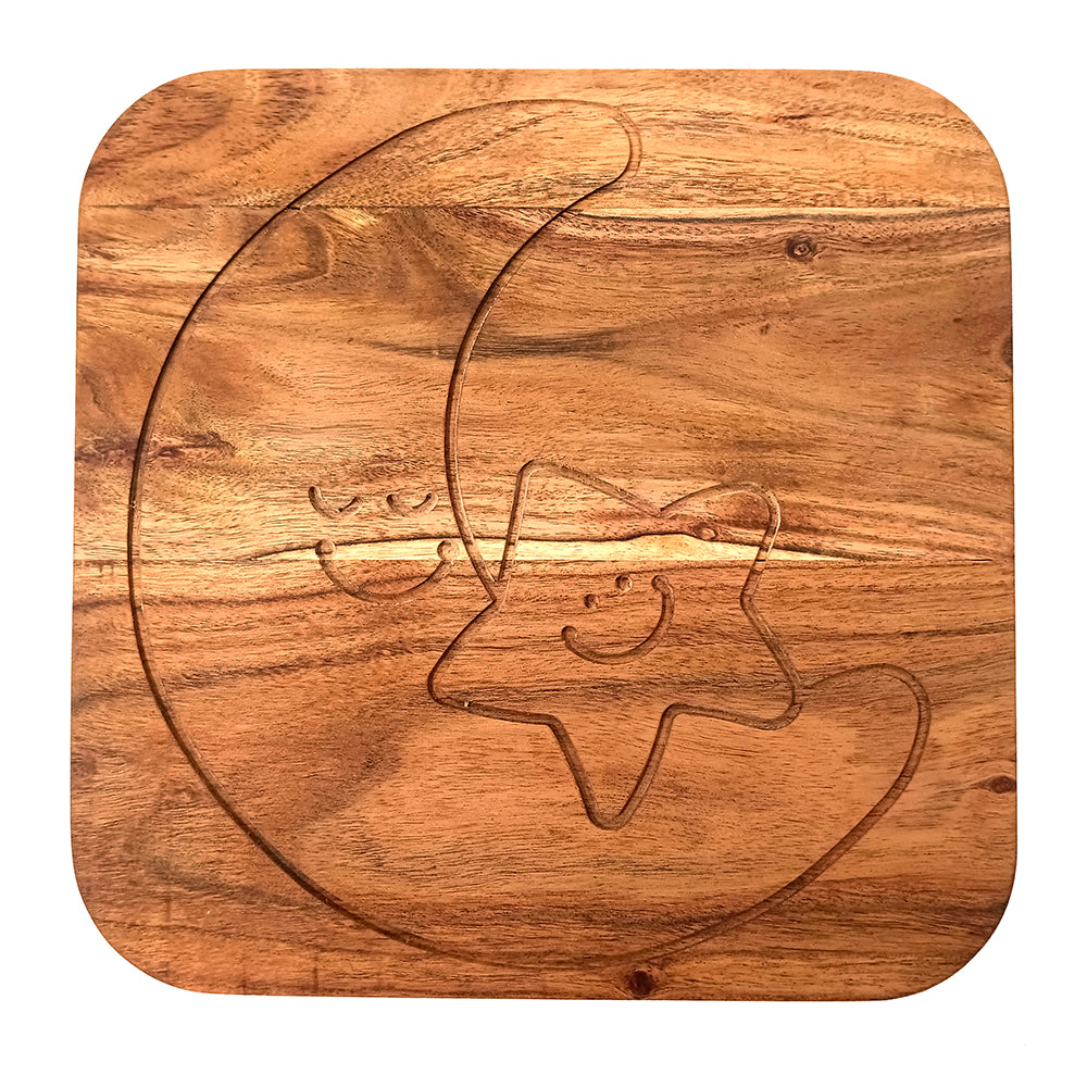 Moon-Star Shape Acacia Wood Cutting Board Gift For Her Charcuterie Wooden Boards Serving Tray Kitchen Décor (12.5X12.5Inch)