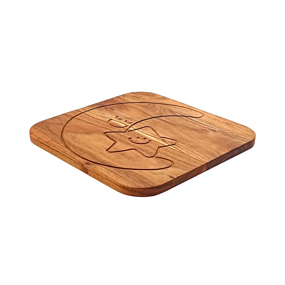 Moon-Star Shape Acacia Wood Cutting Board Gift For Her Charcuterie Wooden Boards Serving Tray Kitchen Décor (12.5X12.5Inch)