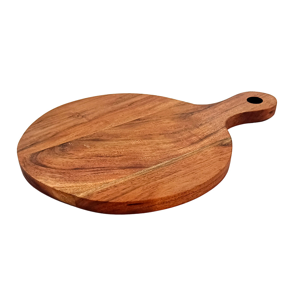 Affinity Decor Round Shape Acacia Wood Cutting Board With Handle Gift For Her Charcuterie Wooden Boards Kitchen Décor