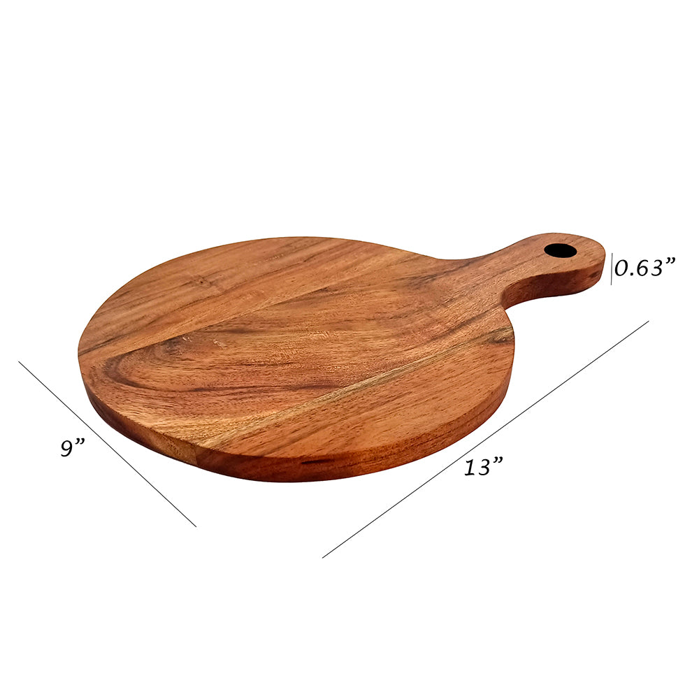 Affinity Decor Round Shape Acacia Wood Cutting Board With Handle Gift For Her Charcuterie Wooden Boards Kitchen Décor