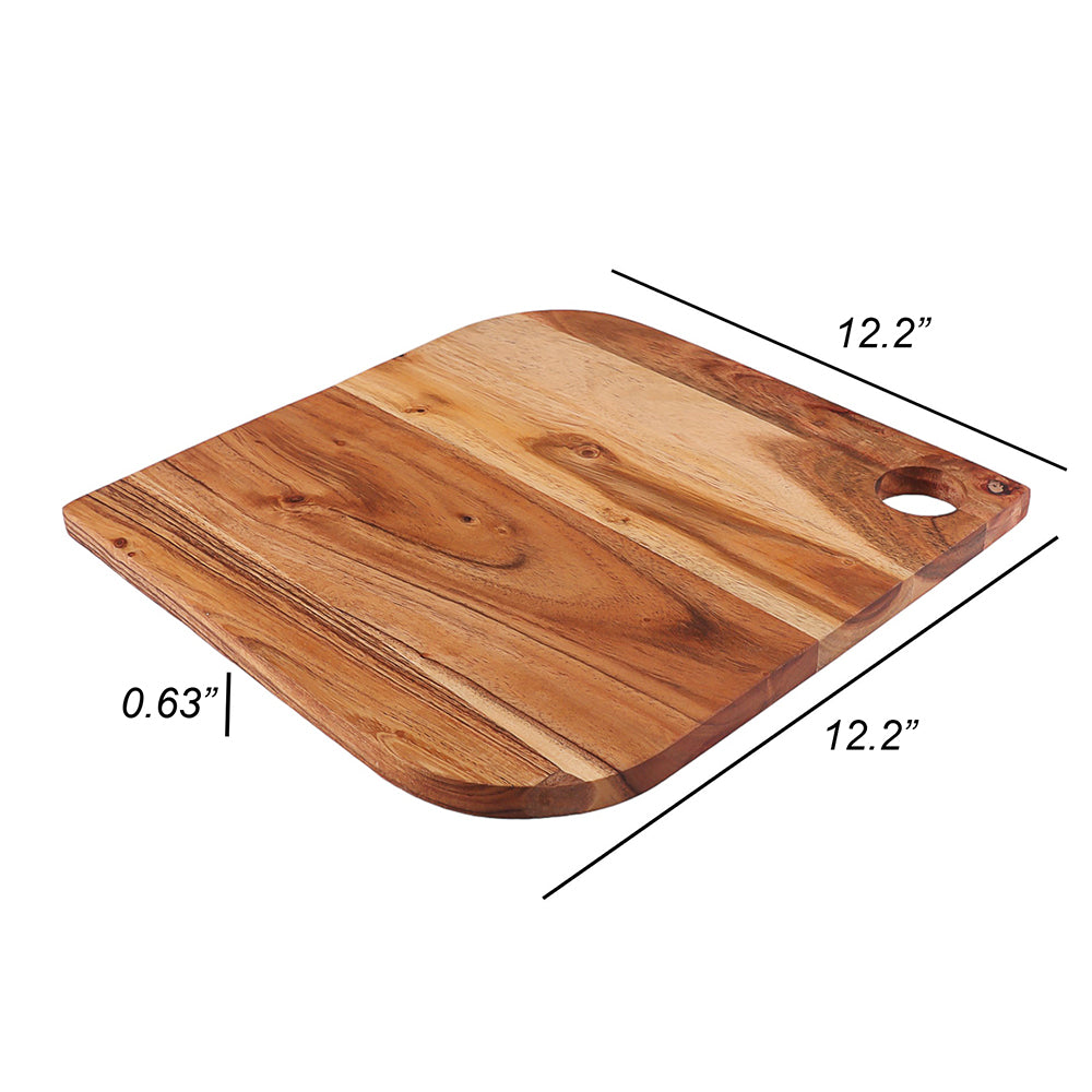 Cutting Board Series, Acacia Wood Cutting Boards for Kitchen, Wooden Serving Charcuterie Board, Organic Wood Board, Ideal for Chopping Meat, Fruits, Cheese 12.2"X12.2"