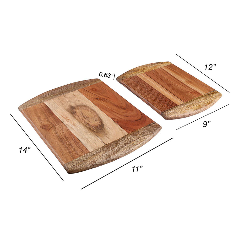 Cutting Board Series, Acacia & Mango Wood Cutting Boards for Kitchen, Set of 2 Wooden Serving Charcuterie Board, Organic Wood Board, Ideal for Fruits, Cheese 12 x 9, 14 x 11